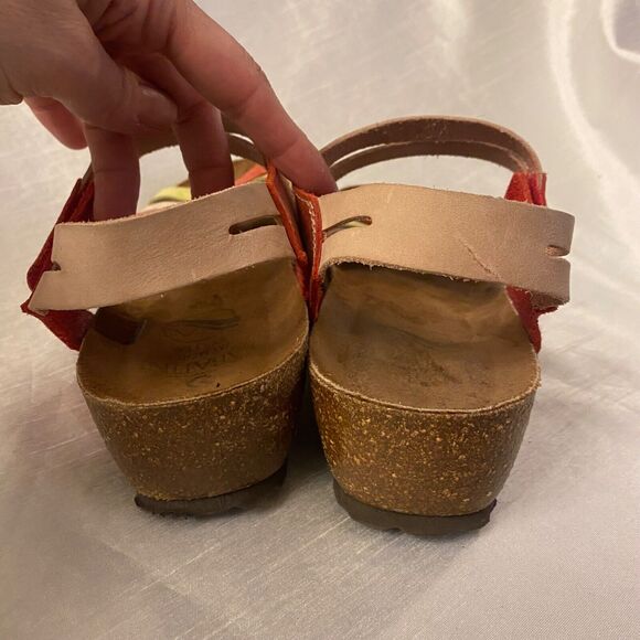 SABATINI Womens 8.5 Cork Wedge Multicolor Quarter Strap Sandals Shoes - Picture 4 of 6